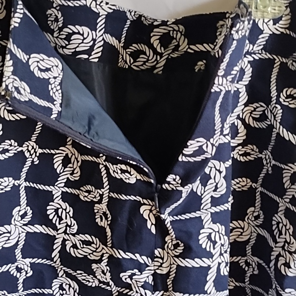 Talbots Navy and White Rope Print Mini Skirt - Picture 3 of 7